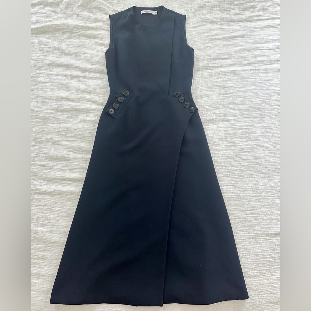 Christian Dior Navy Blue Midi Dress with Buttons sz 4